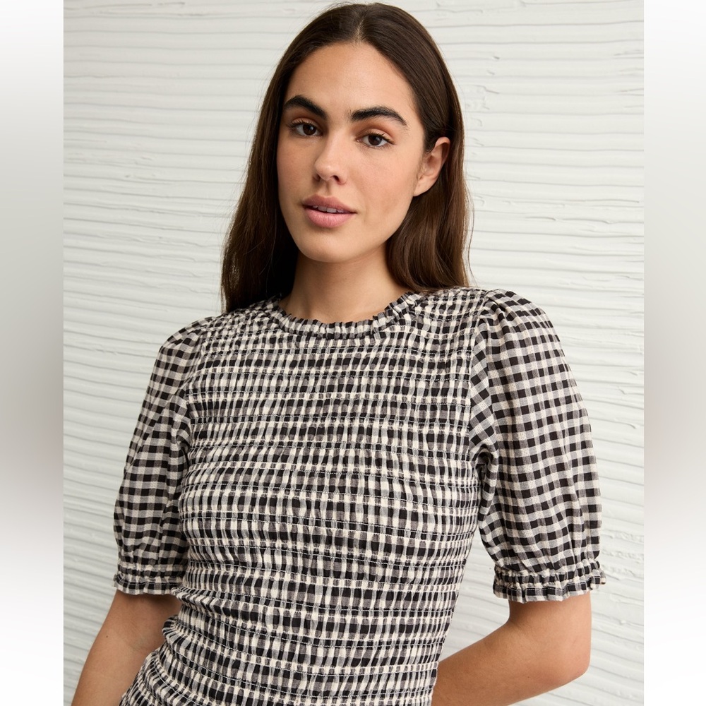American Eagle Puff Sleeve Smocked Mini M - Picture 6 of 15